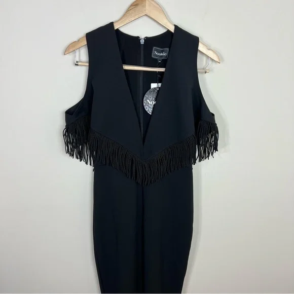 Nookie Womens Iris Black Fringe Skinny Leg Evening Jumpsuit‎ NWT - Picture 14 of 14